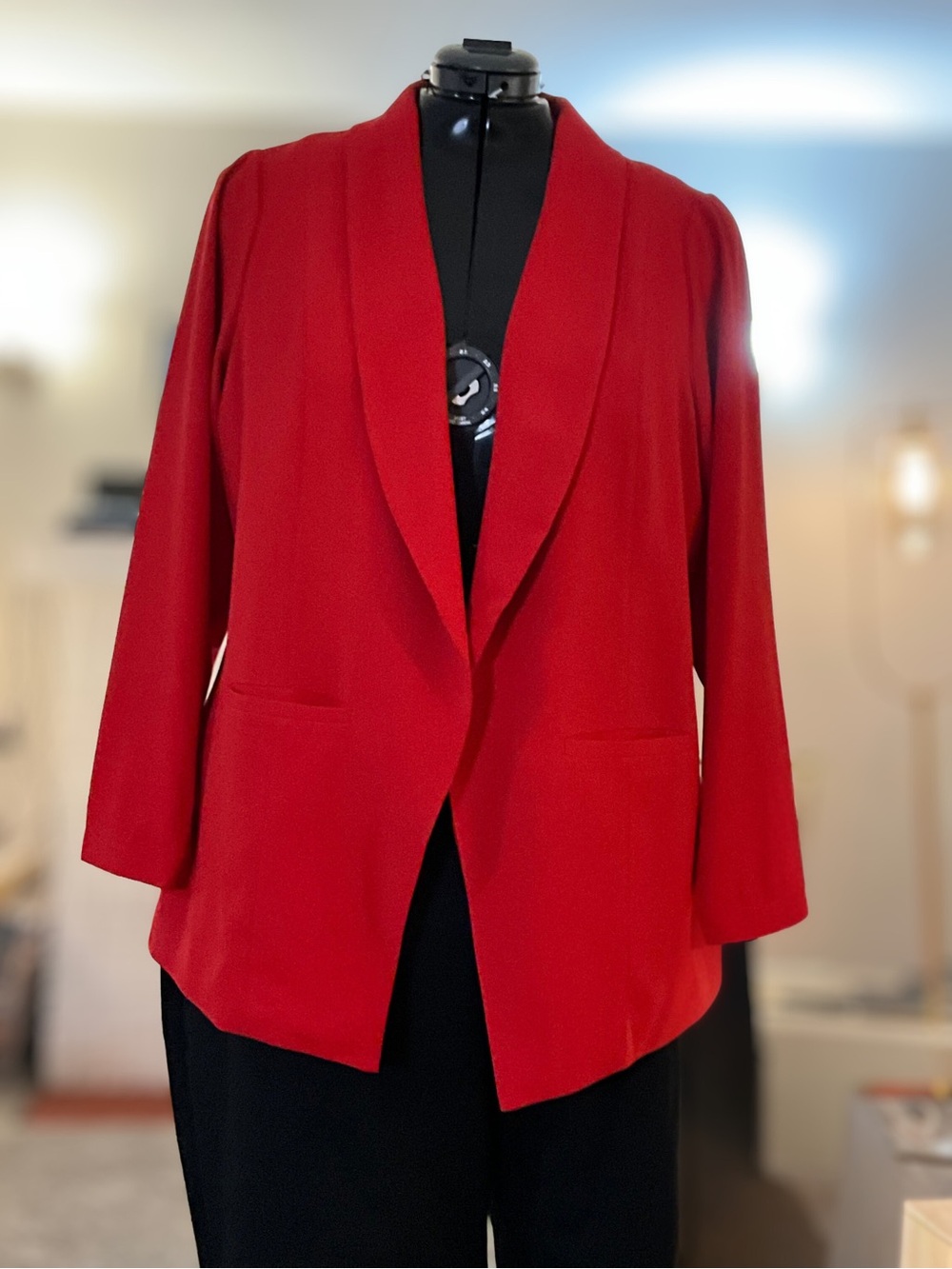Torrid Red Open Front Blazer Size 3 NWOT Shawl Lapel Power Dressing office trend